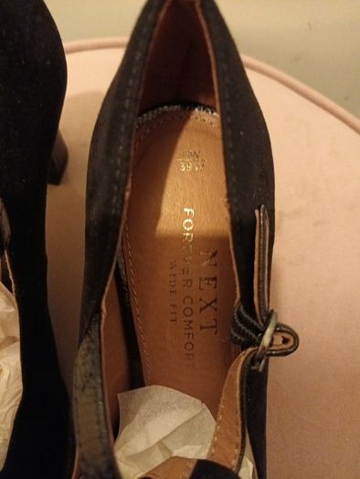 Next black suede T bar shoes
