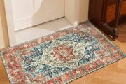 Washable Rugs Small Non Slip Area Rugs for Bedroom Vintage Boho Rug Soft Short Pile Rug Machine Washable Rugs Living Room Indoor Entry Floor Rug Non Shedding Dense Orange Rug 60x110CM