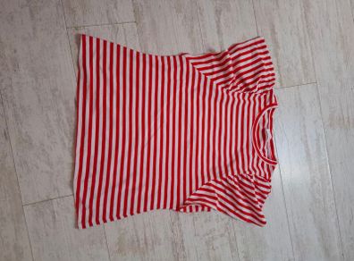 Red/White striped top.