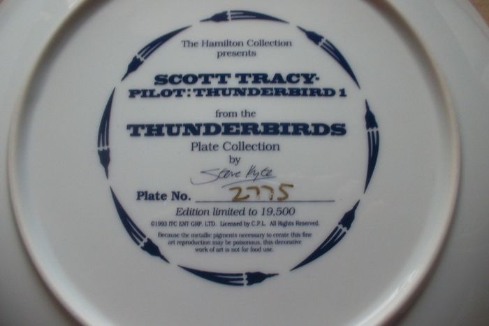 Collectable Thunderbirds Plate - Scott Tracy Pilot