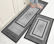 Kitchen Mat Sets Non slip Washable, 2 Pcs Kitchen Rugs and Mats, Anti Fatigue Kitchen Rug Sets for Home Decoration Office Standing Desk