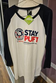 Last Exit To Nowhere Ghostbusters Stay Puft Baseball Top Large