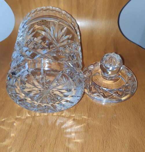Cara lead crystal hand cut in Ireland biscuit/candy jar with lid