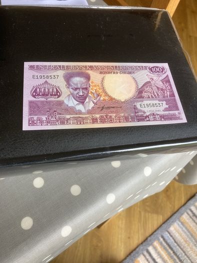 Rare Suriname Banknote 100 Gulden