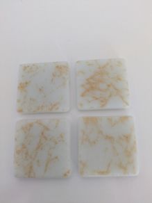 35mm Mosaic Tiles  - White  with gold marbling