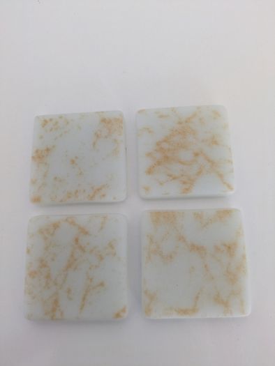 35mm Mosaic Tiles  - White  with gold marbling