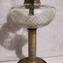 Antique Matador 15" Oil Lamp Glass Wood Base Brass Stem Burner Torch Light Image 3