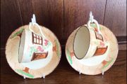 Burlington ware 1930s Cottage ware cups and saucers x2