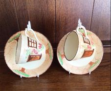 Burlington ware 1930s Cottage ware cups and saucers x2