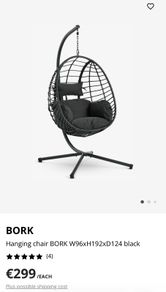 Bork hanging egg chair - black