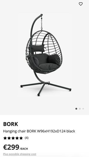 Bork hanging egg chair - black