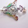 Sterling silver real ruby plique a jour enamel pendant Image 2