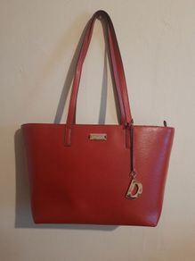 DKNY Red Leather Tote Bag Genuine Cow Leather Brand New