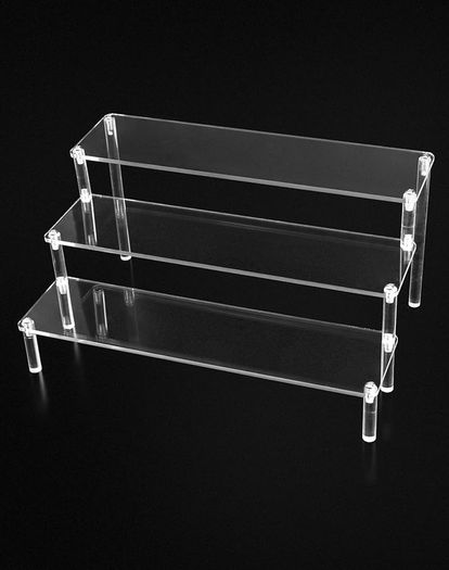 3 Tier Clear Acrylic Display Stand Retail Riser for Pop Figures, Cupcake, Dessert, Perfume, Nail Polish, Condiment, 30x21x15cm
