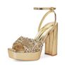 Brand New Zhabtuc Women's Lizard Texture High Heel Sandals, 12 cm Heel, Ankle Strap, Peep Toe, Rhinestone Embellishment, Image 2