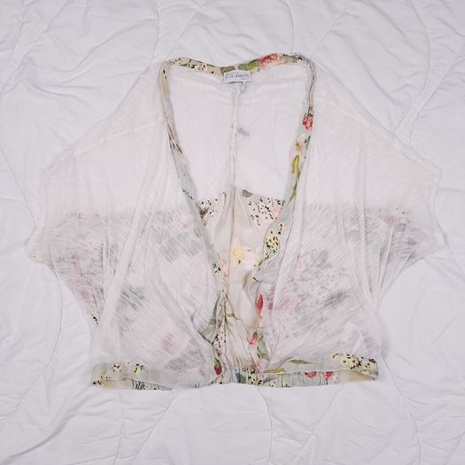 Elisa Cavaletti Multicolor Luxury Italian Floral Cardigan Top Set Size XL