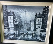 Paris city scene painting free postage