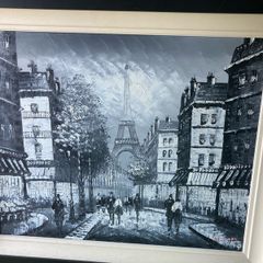 Paris city scene painting free postage