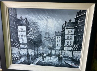 Paris city scene painting free postage