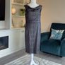 Brand New with Tags: Gallery Grey Metallic Lace Cowl Neck Dress Image 5
