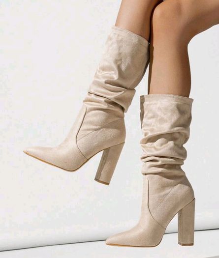 Brand New Apricot Slip On  Suede Ankle Boots, size 40