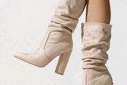 Brand New Apricot Slip On  Suede Ankle Boots, size 40