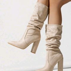 Brand New Apricot Slip On  Suede Ankle Boots, size 40