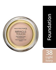 Max Factor Foundation Miracle Touch Skin Perfecting with Hyaluronic Acid in 038 Light Ivory - New / Sealed