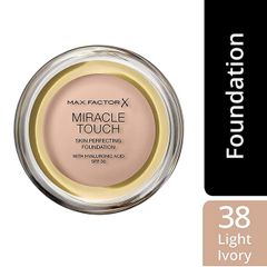 Max Factor Foundation Miracle Touch Skin Perfecting with Hyaluronic Acid in 038 Light Ivory - New / Sealed