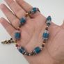 Antique Venetian Style Deep Teal Blue Glass Beads Necklace Image 8