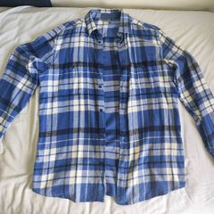 Blue Checkered Shirt 9th Avenue M Size 100% Cotton