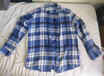 Blue Checkered Shirt 9th Avenue M Size 100% Cotton