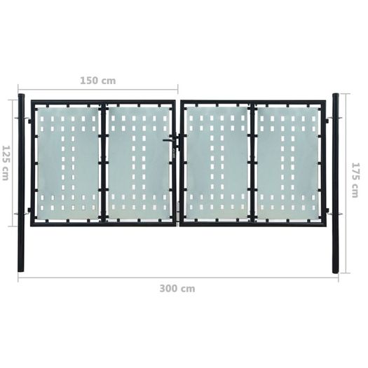 Black Double Door Fence Gate 300 x 175 cm