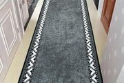 Runner Rug Non Slip Washable Long Door Mat Indoor Runners for Kitchen Entryway Hall, Durable Carpet Runner with Rubber Backed, Grey &amp; White, 66x180 cm