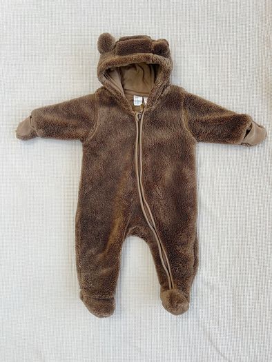 H&M All in One Brown Pram Suit with Ears 2-4 months & Knit Cardigan 4-6 months
