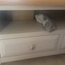 Grey TV Unit / Corner Media Cabinet with Solid Wood Top & 2 Drawers Image 9