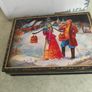 Vintage 1991 Fedoskino Russian Lacquer Box Peasant Lovers Scene. Image 6