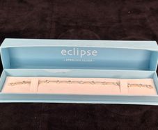Eclipse Sterling Silver Link Bracelet Blue Clear CZ Boxed