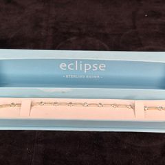 Eclipse Sterling Silver Link Bracelet Blue Clear CZ Boxed