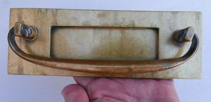 Antique Large Solid Brass Door Knocker Letterbox Handle - 1800s Reclaimed Hardware