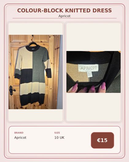 Apricot Colour-Block Knitted Dress