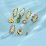 7pcs Elegant Sweet Floral Zirconia Earring & Stud Set Image 3