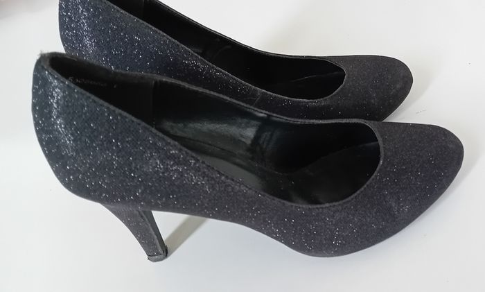 Black Glitter Heels
