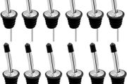 NEW SALE | 12Pcs Stainless Steel Liquor Spirit Bottle Speed Pourers Tapered Spout with Rubber Dust Caps Liquor Bottle Pourers with Silicone