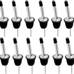 NEW SALE | 12Pcs Stainless Steel Liquor Spirit Bottle Speed Pourers Tapered Spout with Rubber Dust Caps Liquor Bottle Pourers with Silicone