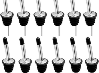 NEW SALE | 12Pcs Stainless Steel Liquor Spirit Bottle Speed Pourers Tapered Spout with Rubber Dust Caps Liquor Bottle Pourers with Silicone