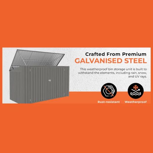 3 Bay Metal Wheelie Bin Storage