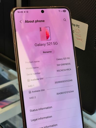 Samsung Galaxy S21 5G 128GB Dual Sim Factory Unlocked Smartphone Pink (Display Has Red Burn in)