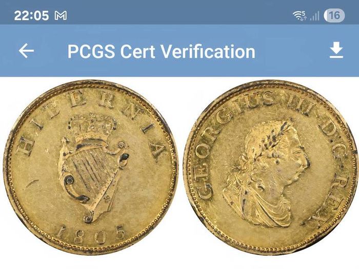 Ireland 1805 Proof 1/2d Halfpenny S-6621 Gilt Engrailed Edge PCGS AU Details