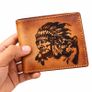Genuine Leather Wallet for Men Native American & Wolf Design Wallet Western Bifold Wallet Image 2